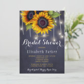 ひまわりシック素朴なストリングライトブライダルシャワー 招待状 (スタンド正面)