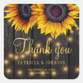 ひまわりシック素朴な木結婚の封筒用シール スクエアシール (正面)