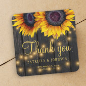 ひまわりシック素朴な木結婚の封筒用シール スクエアシール