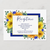 ひまわりシック素朴ブルーバラウェディングレセプション エンクロージャーカード (正面)