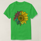 ひまわりシャツメンズとウィメンズおもしろいフローラグラフ Tシャツ (デザイン正面)