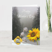 ひまわりシロクマフローラ折りグリーティングカード カード (正面)