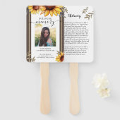 ひまわりシンプル写真葬儀死亡記念 ハンドファン (正面&裏面)