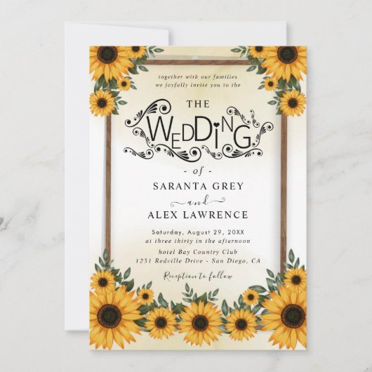 ひまわりシンプル結婚式招待状 招待状 (正面)