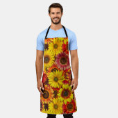 ひまわりシームレスパターン エプロン (着用した状態)