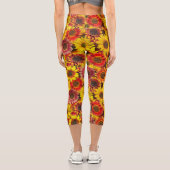 ひまわりシームレスパターン カプリレギンス (裏面)