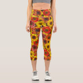 ひまわりシームレスパターン カプリレギンス (正面)