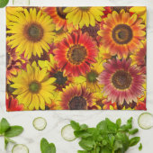 ひまわりシームレスパターン キッチンタオル (折り畳み)