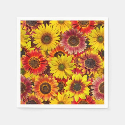 ひまわりシームレスパターン スタンダードカクテルナプキン (正面)