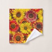 ひまわりシームレスパターン バスタオルセット (ウォッシュタオル)