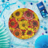 ひまわりシームレスパターン ペーパープレート (パーティー)