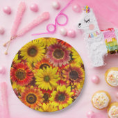 ひまわりシームレスパターン ペーパープレート (パーティー)