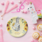 ひまわりジャングルゾウのベビーシャワー1歳の誕生日 ペーパープレート (パーティー)