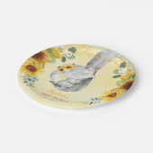 ひまわりジャングルゾウのベビーシャワー1歳の誕生日 ペーパープレート (アングル)