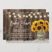 ひまわりジャールカントリーフローラバーンドウッドベビーシャワー 招待状 (正面/裏面)