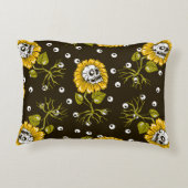 ひまわりスカルユニーク：シームレスパターン。 アクセントクッション (裏面)