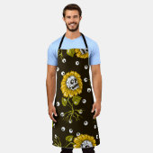 ひまわりスカルユニーク：シームレスパターン。 エプロン (着用した状態)