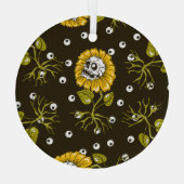 ひまわりスカルユニーク：シームレスパターン。 ガラスオーナメント (裏面)