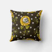 ひまわりスカルユニーク：シームレスパターン。 クッション (裏面)
