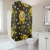ひまわりスカルユニーク：シームレスパターン。 シャワーカーテン (インサイチュ)