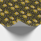 ひまわりスカルユニーク：シームレスパターン。 ラッピングペーパー (角)