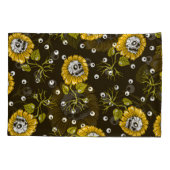 ひまわりスカルユニーク:シームレスパターン。 枕カバー (裏面)