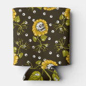 ひまわりスカルユニーク:シームレスパターン。 缶クーラー (裏面)