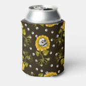 ひまわりスカルユニーク:シームレスパターン。 缶クーラー (缶裏面)