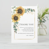 ひまわりスクリプトブライダルシャワーサンキューカード 招待状 (スタンド正面)
