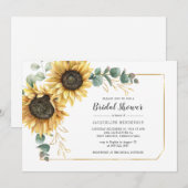 ひまわりスクリプト ユーカリ フラワーブライダルシャワー 招待状 (正面/裏面)