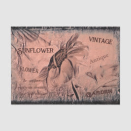 ひまわりスケッチセピアヴィンテージアンティークエフェメラ 薄葉紙