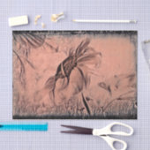 ひまわりスケッチセピアヴィンテージアンティークデコページ 薄葉紙 (クラフト)