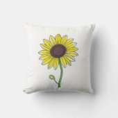 ひまわりスケッチ（白） クッション (正面)