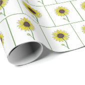 ひまわりスケッチ（白） ラッピングペーパー (ロールコーナー)