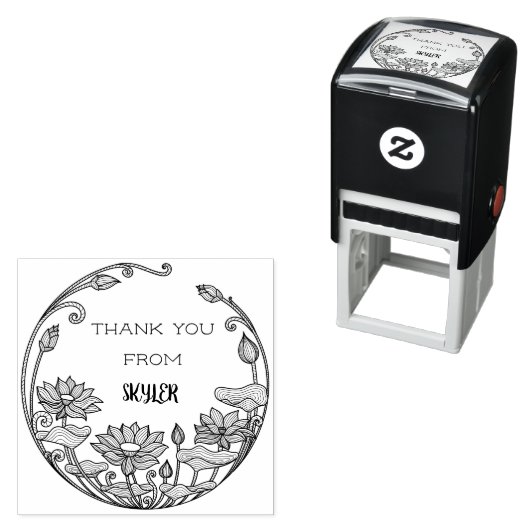 ひまわりスタイリッシュを作感謝してい名前をカスタムする セルフインキングスタンプ (インサイチュ)