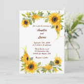ひまわりスタイル:パーソナライズされた結婚式招待状 招待状 (スタンド正面)