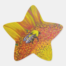 ひまわりステッカーに乗る 星シール