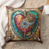 ひまわりステンドグラスハートスチームパンクシリーズ クッション (ブランケット)