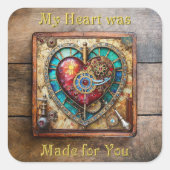 ひまわりステンドグラスハートスチームパンクシリーズ スクエアシール (正面)