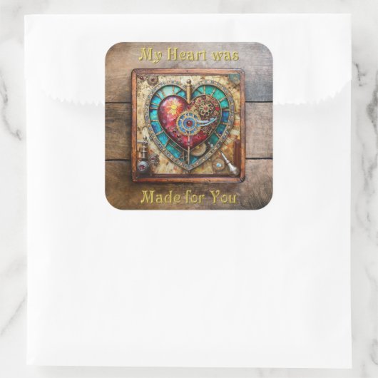 ひまわりステンドグラスハートスチームパンクシリーズ スクエアシール (バッグ)