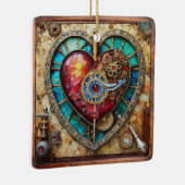 ひまわりステンドグラスハートスチームパンクシリーズ セラミックオーナメント (右)