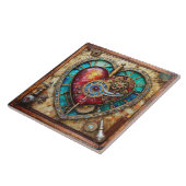 ひまわりステンドグラスハートスチームパンクシリーズ タイル (側面)