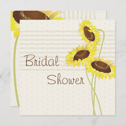 ひまわりストライプとコレクションブライダルシャワー 招待状 (正面/裏面)