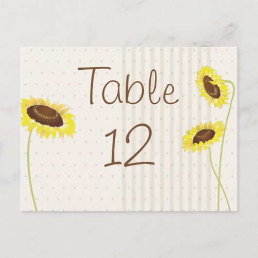 ひまわりストライプと花 ポストカード (正面)