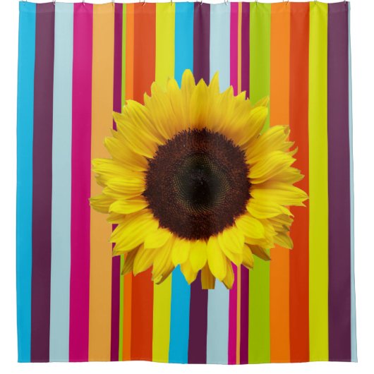 ひまわりストライプのシャワーカーテン シャワーカーテン (正面)