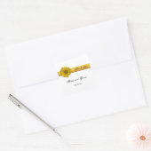 ひまわりストライプの結婚メッセージカード スクエアシール (封筒)
