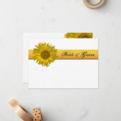 ひまわりストライプの結婚平たい文房具ノートカード ノートカード (正面/裏面インサイチュ)