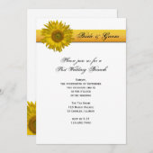 ひまわりストライプの結婚式後ブライド&グルームの朝食パーティー 招待状 (正面/裏面)