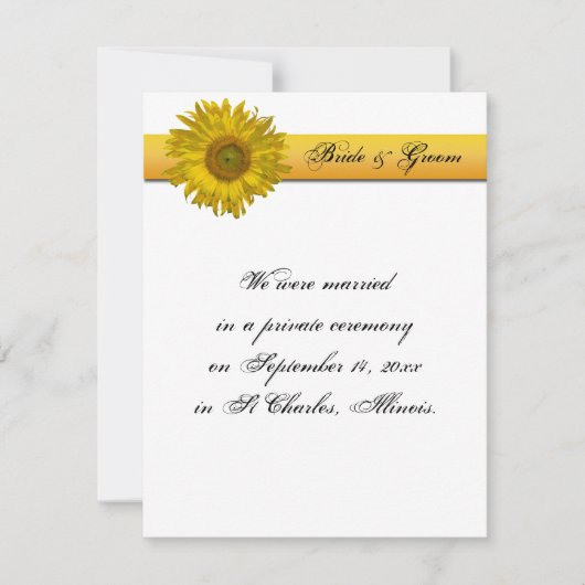 ひまわりストライプの結婚/駆け落ち告知 案内状 (正面)