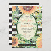 ひまわりストライプの花グラムベビーシャワー モダン | 素朴 招待状 (正面/裏面)